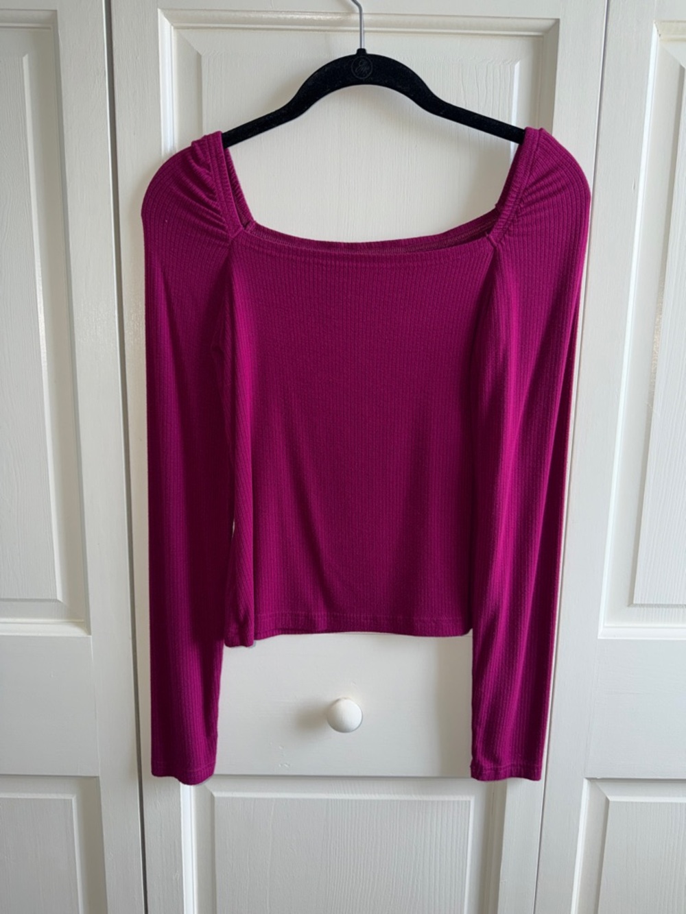 Banana Republic Women's Long Sleeve Square Neck Top in Magenta